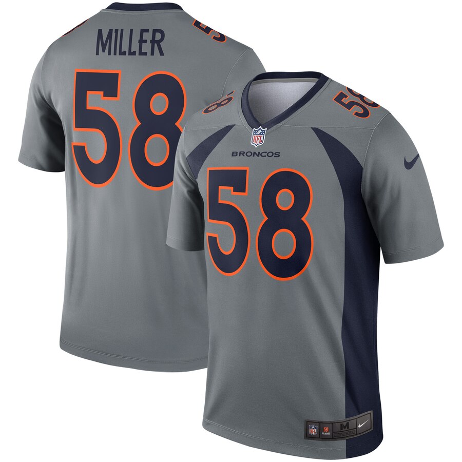 Denver Broncos #58 Von Miller Gray Inverted Legend Stitched Jersey - Zenithce