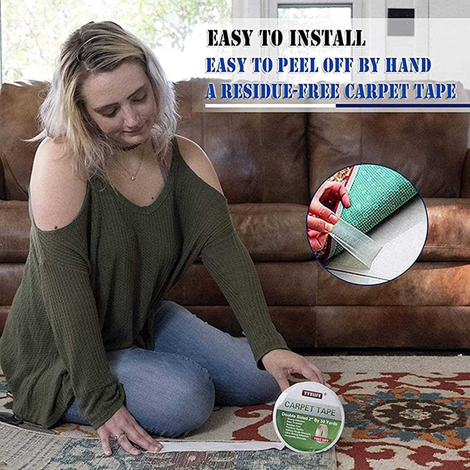 Yyxlife Double Sided Carpet Tape for Area Rugs Rug - Zenithce
