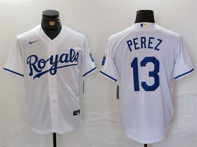 Kansas City Royals #13 Salvador Perez White Cool Base Stitched Jersey - Zenithce