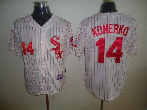 White Sox #14 Paul Konerko White Red Strip Stitched Jersey - Zenithce
