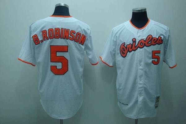 Mitchell And Ness Orioles #5 Brooks Robinson Stitched White Throwback Jersey - Zenithce