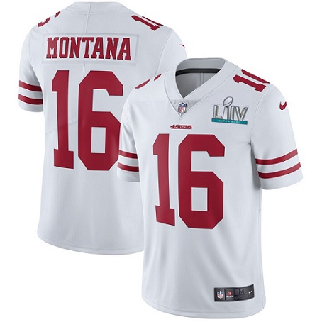 San Francisco 49ers #16 Joe Montana White Super Bowl LIV Vaper Untouchable Limited Stitched Jersey - Zenithce