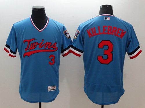 Twins #3 Harmon Killebrew Light Blue Flexbase Authentic Collection Cooperstown Stitched Jersey - Zenithce