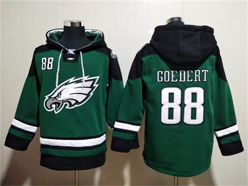 Philadelphia Eagles #88 Dallas Goedert Green Lace-Up Pullover Hoodie - Zenithce