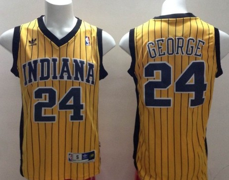 Indiana Pacers #24 Paul George Yellow With Pinstripe Swingman Throwback Jersey - Zenithce