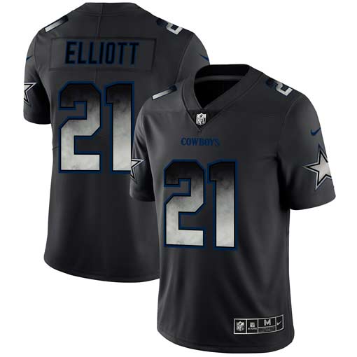 Dallas Cowboys #21 Ezekiel Elliott Black 2019 Smoke Fashion Limited Stitched Jersey - Zenithce