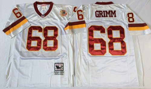 Mitchell And Ness Redskins #68 Russ Grimm White Throwback Stitched Jersey - Zenithce
