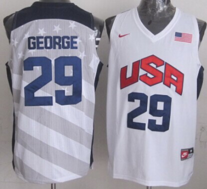 2012 Olympics Team USA #29 Paul George Revolution 30 Swingman White Jersey - Zenithce