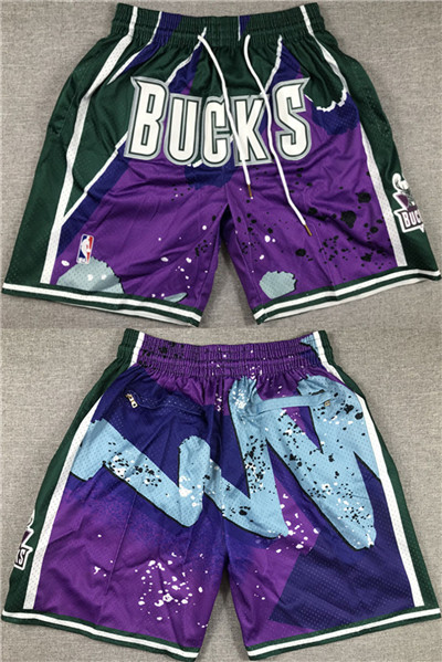 Milwaukee Bucks Purple Green Shorts (Run Small) - Zenithce