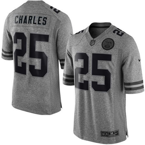 Chiefs #25 Jamaal Charles Gray Stitched Limited Gridiron Gray Nike Jersey - Zenithce