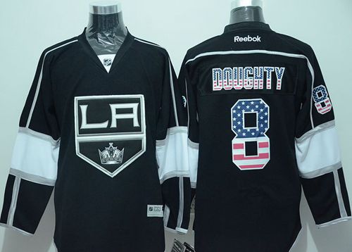 Kings #8 Drew Doughty Black USA Flag Fashion Stitched Jersey - Zenithce