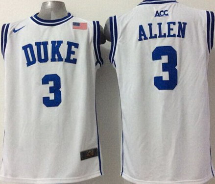 Duke Blue Devils #3 Grayson Allen 2015 White Round Collar Jersey - Zenithce
