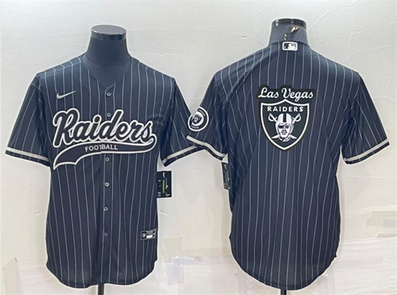 Las Vegas Raiders Black Team Big Logo With Patch Cool Base Stitched Baseball Jersey - Zenithce