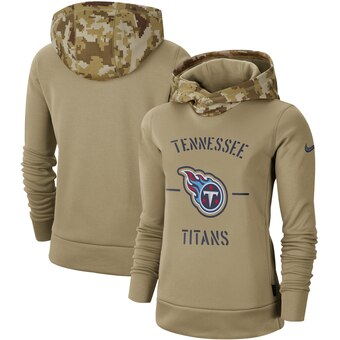 Women's Tennessee Titans Khaki 2019 Salute To Service Therma Pullover Hoodie(Run Small) - Zenithce