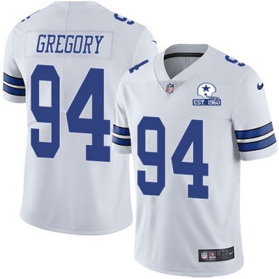 Dallas Cowboys #94 Randy Gregory White With Est 1960 Patch Limited Stitched Jersey - Zenithce