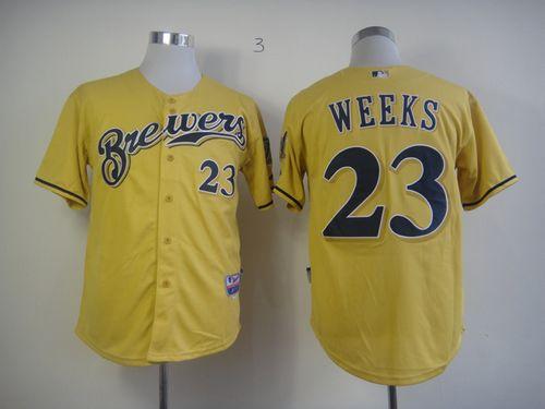 Brewers #23 Rickie Weeks Yellow Alternate Cool Base Stitched Jersey - Zenithce
