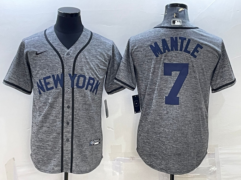 New York Yankees #7 Mickey Mantle Grey Cool Base Stitched Jersey - Zenithce