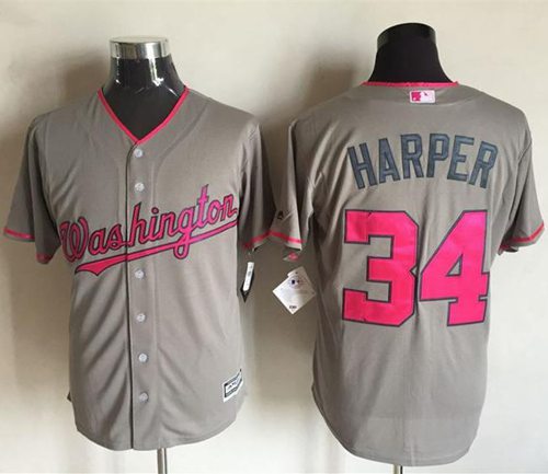 Nationals #34 Bryce Harper Grey New Cool Base 2016 Mother's Day Stitched Jersey - Zenithce