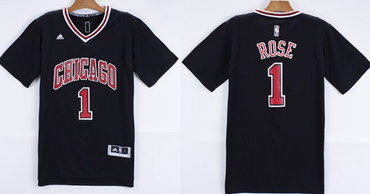 Chicago Bulls #1 Derrick Rose Revolution 30 Swingman 2014 New Black Short-Sleeved Jersey - Zenithce