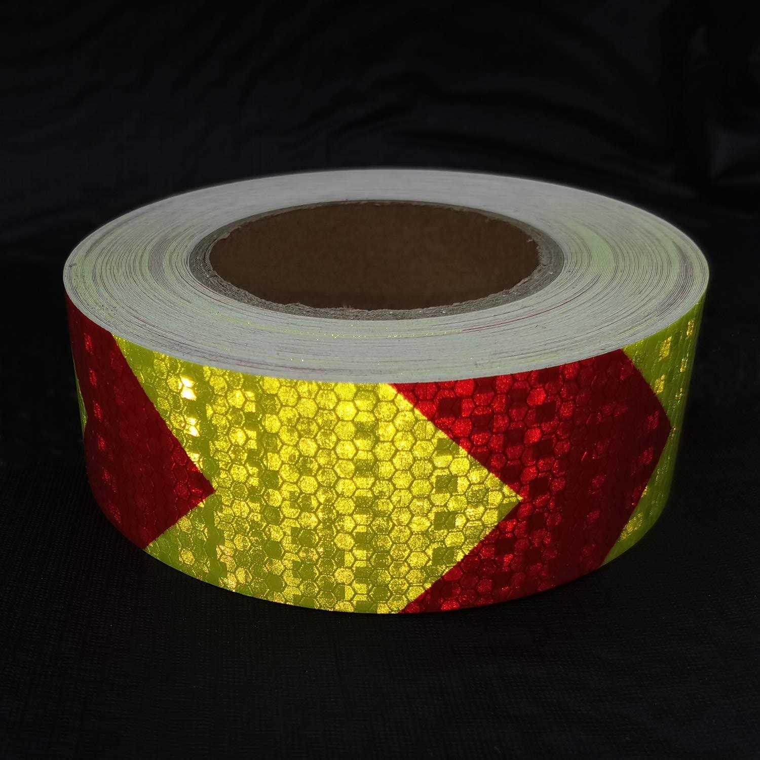 MOLTRES Waterproof Reflective Tape,Red Yellow Conspicuity Adhesive Safety Tape,High Visibility Arrow Hazard Warning Reflector Tapes - Zenithce