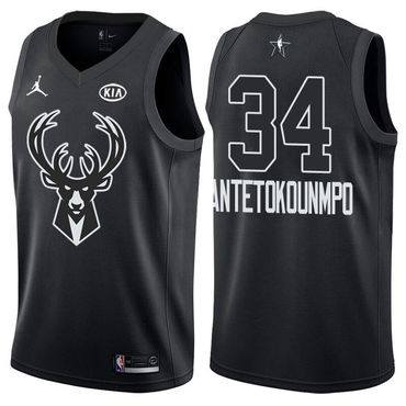 Bucks 34 Giannis Antetokounmpo Jordan Brand Black 2018 All-Star Game Swingman Jersey - Zenithce