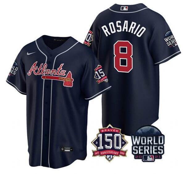 Atlanta Braves #8 Eddie Rosario 2021 Navy World Series With 150th Anniversary Patch Cool Base Stitched Jersey - Zenithce
