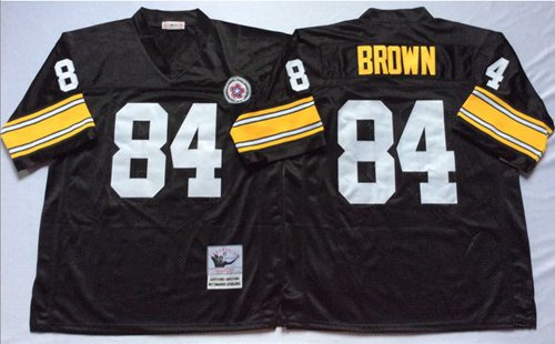 Mitchell And Ness Steelers #84 Antonio Brown Black Throwback Stitched Jersey - Zenithce