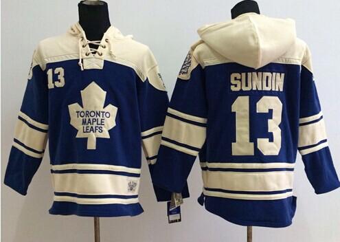 Maple Leafs #13 Mats Sundin Blue Sawyer Hooded Sweatshirt Stitched Jersey - Zenithce