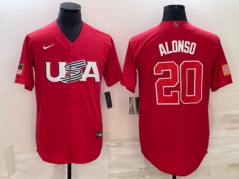 USA #20 Pete Alonso 2023 Red World Classic Stitched Jersey - Zenithce