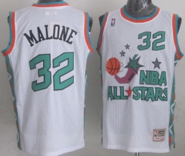 1996 All-Star #32 Karl Malone White Swingman Throwback Jersey - Zenithce
