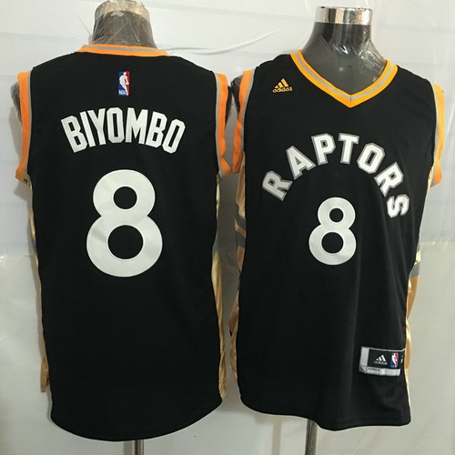 Toronto Raptors #8 Bismack Biyombo Black With Gold New Rev 30 Swingman Jersey - Zenithce