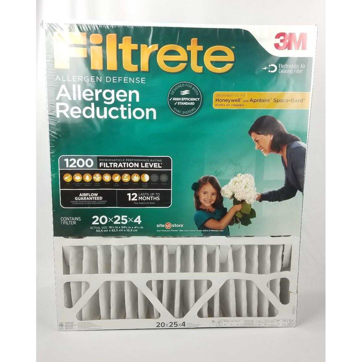 Filtrete 20x25x4 Allergen Reduction Deep Pleat HVAC Air and Furnace Filter 1200 MPR 1 Filter - Zenithce