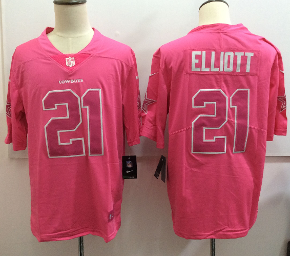 Dallas Cowboys #21 Ezekiel Elliott Pink Limited Rush Stitched Nike Jersey - Zenithce