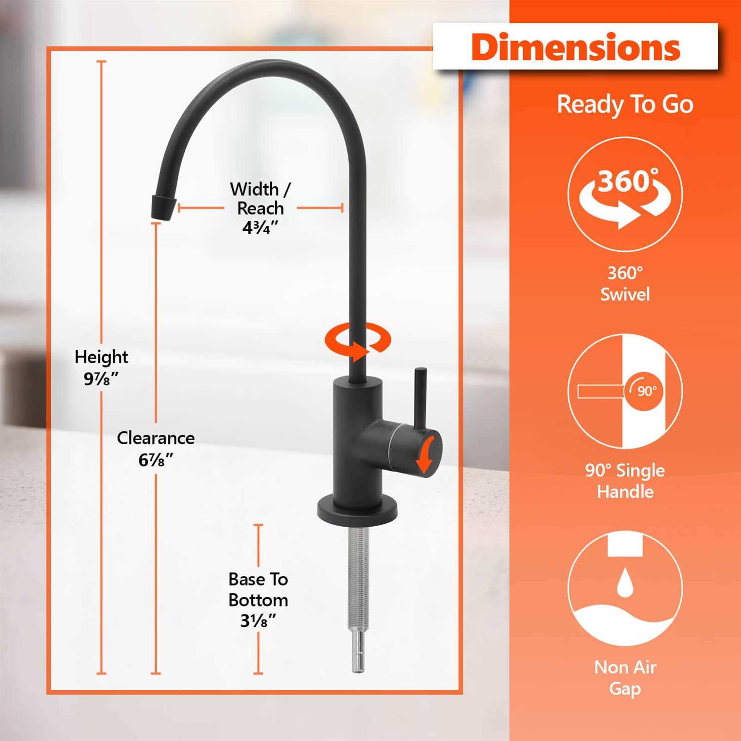 Express Water Modern Water Filter Faucet – Brushed Nickel Coke-Shaped Faucet – 100% Lead-Free Drinking Water Faucet – Compatible with Reverse - Zenithce