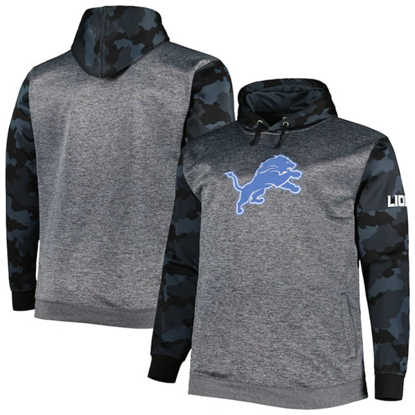 Detroit Lions Heather Charcoal Big Tall Camo Pullover Hoodie - Zenithce