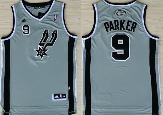 San Antonio Spurs #9 Tony Parker Revolution 30 Swingman Gray Jersey - Zenithce