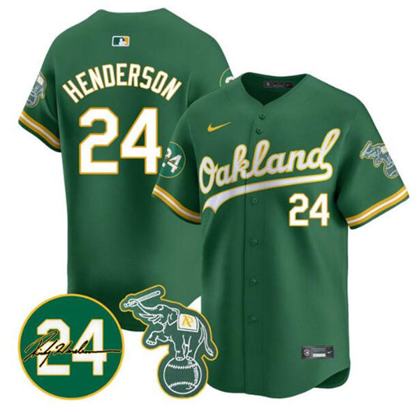 Oakland Athletics #24 Ricky Henderson Green 2024 Limited With Patch Stitched Jersey - Zenithce