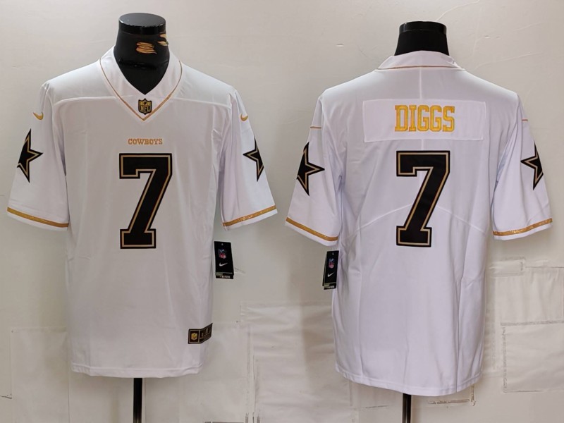 Dallas Cowboys #7 Trevon Diggs White Golden Edition Limited Stitched Jersey - Zenithce