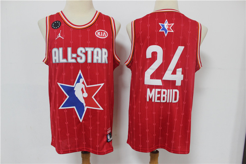 Philadelphia 76ers #24 Joel Embiid Red Jordan Brand 2020 All-Star Game Swingman Stitched Jersey - Zenithce