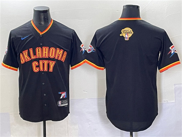 Oklahoma City Thunder Blank Black 2025 Finals Vapor Stitched Baseball Jersey - Zenithce