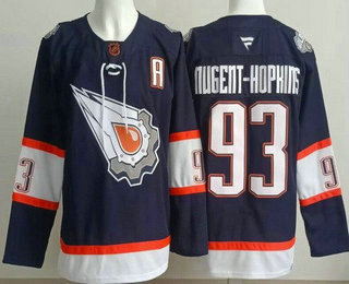 Edmonton Oilers #93 Ryan Nugent Hopkins Navy Alternate Authentic Jersey - Zenithce