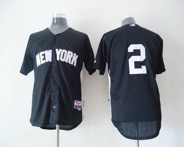 Yankees #2 Derek Jeter Black 2011 Road Cool Base BP Stitched Jersey - Zenithce