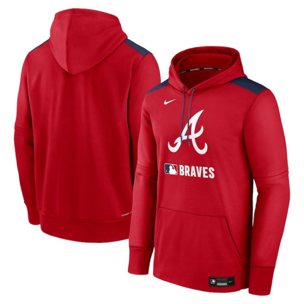 Atlanta Braves Red Collection Performance Pullover Hoodie - Zenithce