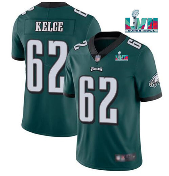 Philadelphia Eagles #62 Jason Kelce Green Super Bowl LVII Patch Vapor Untouchable Limited Stitched Jersey - Zenithce