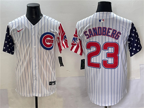 Chicago Cubs #23 Ryne Sandberg White Pinstripe 2025 Independence Day Vapor Premier Limited Stitched Jersey - Zenithce