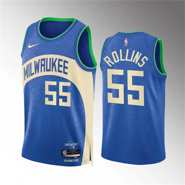 Milwaukee Bucks #55 Ryan Rollins 2023-24 Blue City Edition Stitched Jersey - Zenithce