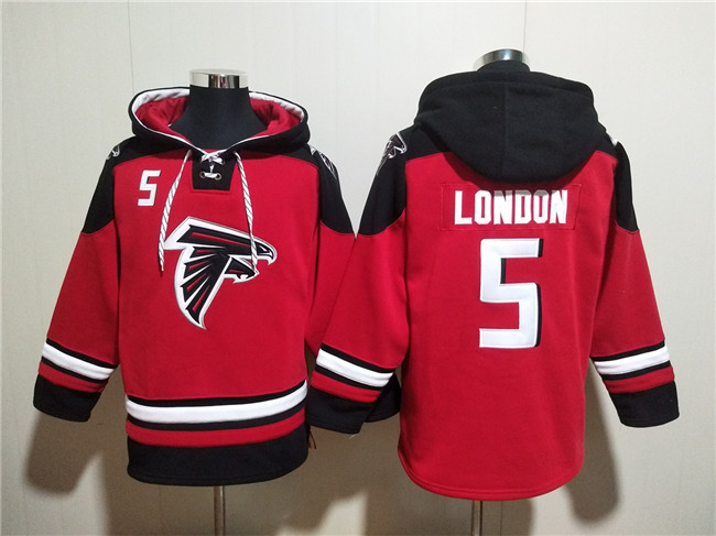 Atlanta Falcons #5 Drake London Red Ageless Must-Have Lace-Up Pullover Hoodie - Zenithce