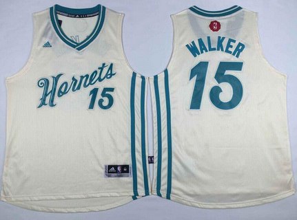 Charlotte Hornets #15 Kemba Walker Revolution 30 Swingman 2015 Christmas Day Cream Jersey - Zenithce