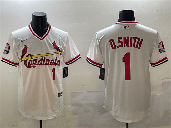 St. Louis Cardinals #1 Ozzie Smith White With Patch Stitched Jersey - Zenithce