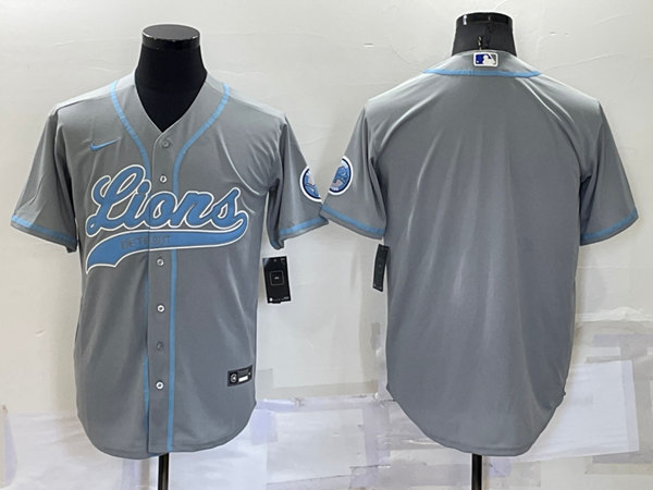 Detroit Lions Blank Gray Cool Base Stitched Baseball Jersey - Zenithce